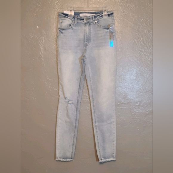 Tinseltown Women's Juniors Light Blue Jeans Distressed Mid-rise Skinny Sz 3/26 - Picture 9 of 9